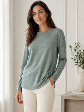 Sampeel Heathered Gray Tunic With Cinched Sides Medium NWT
